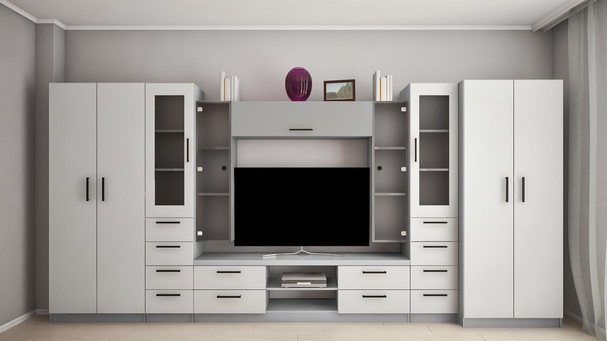 Living PS Ludmila Y (TV-1.2 m) 4.2 m Gri / Gri Deschis