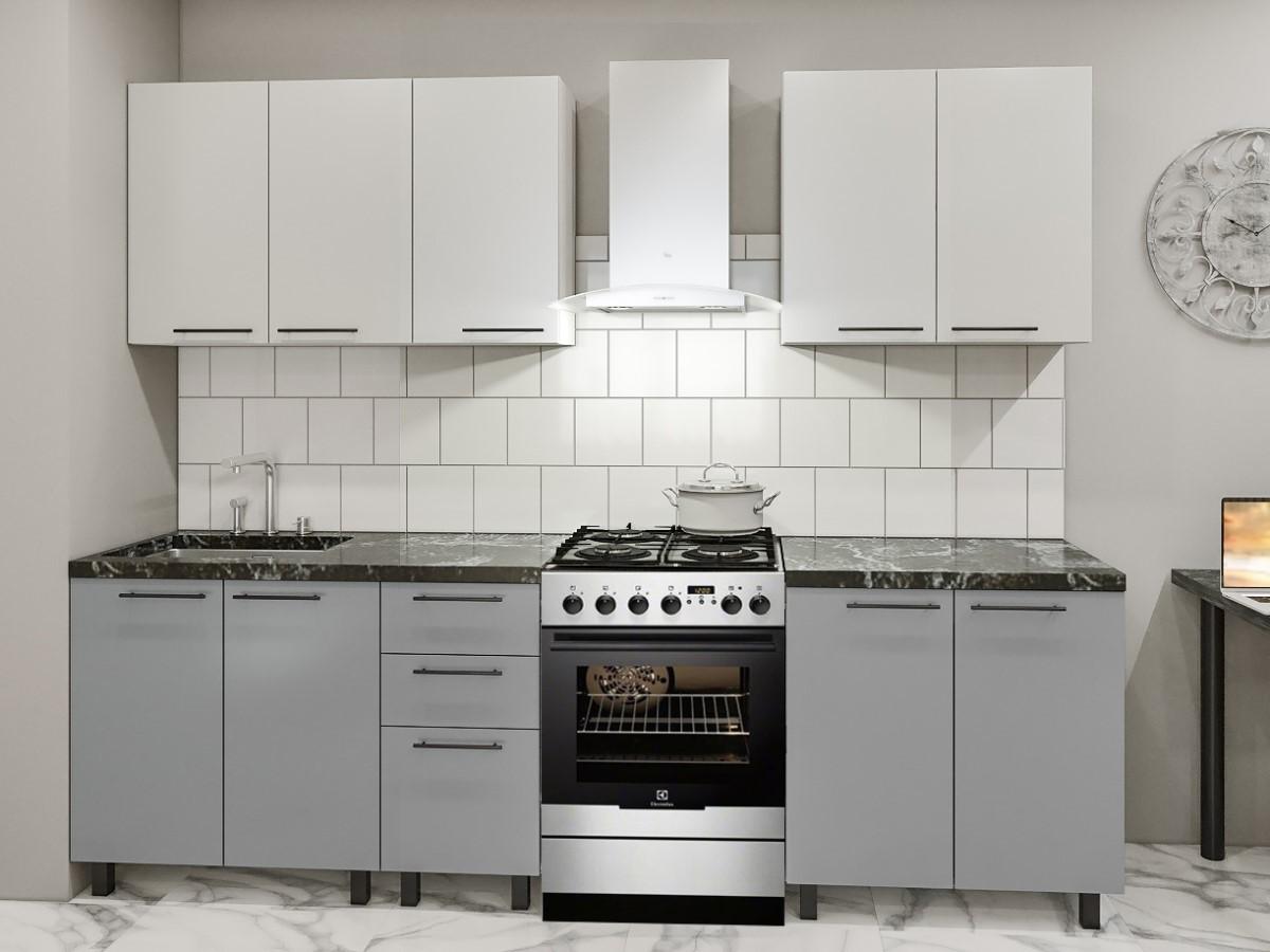 Set mobila bucatarie PS Lena 2 m (seria Y) Gri Deschis / Gri