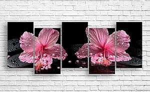 Tablou multicanvas Art.Desig Liliac Orhidee pe fundal negru_2