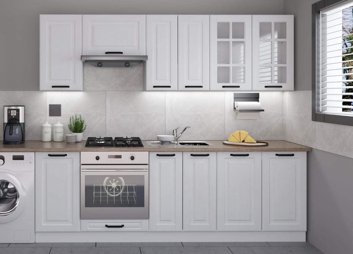 Set mobila bucatarie Yasen Scandi 2.4 m Alb