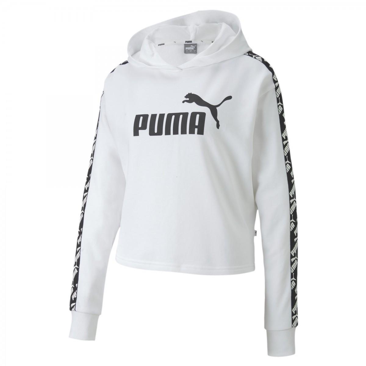 Hanorac femeie Puma Amplified Cropped Hoody TR alb