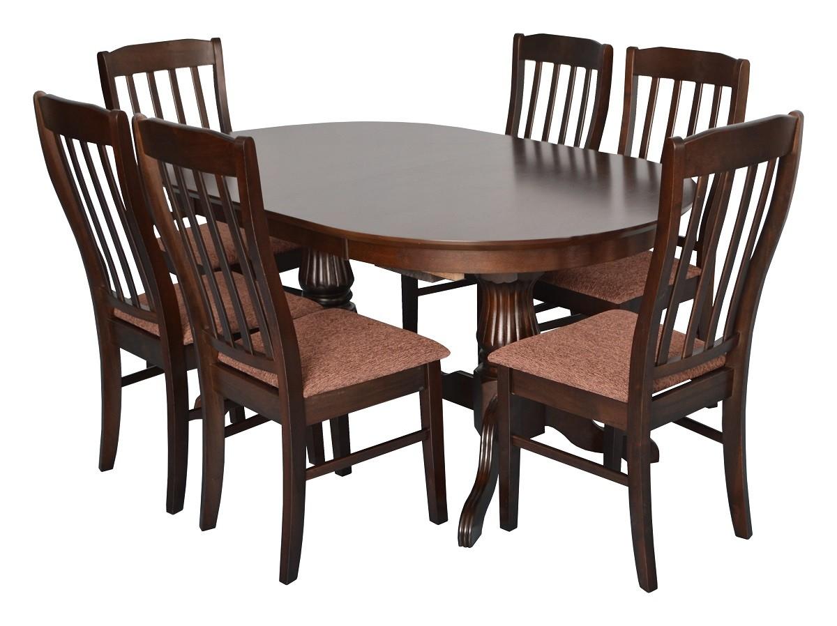 Set de masa si scaune Evelin HV-33V Chocolate + 6 scaune Wenyi (Chocolate F-789 Brown)