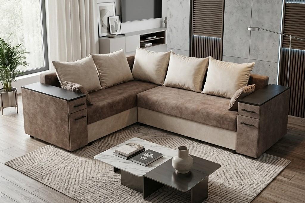 Угловой диван Elegant Style B2 Long (265x200) Коричневый/Бежевый