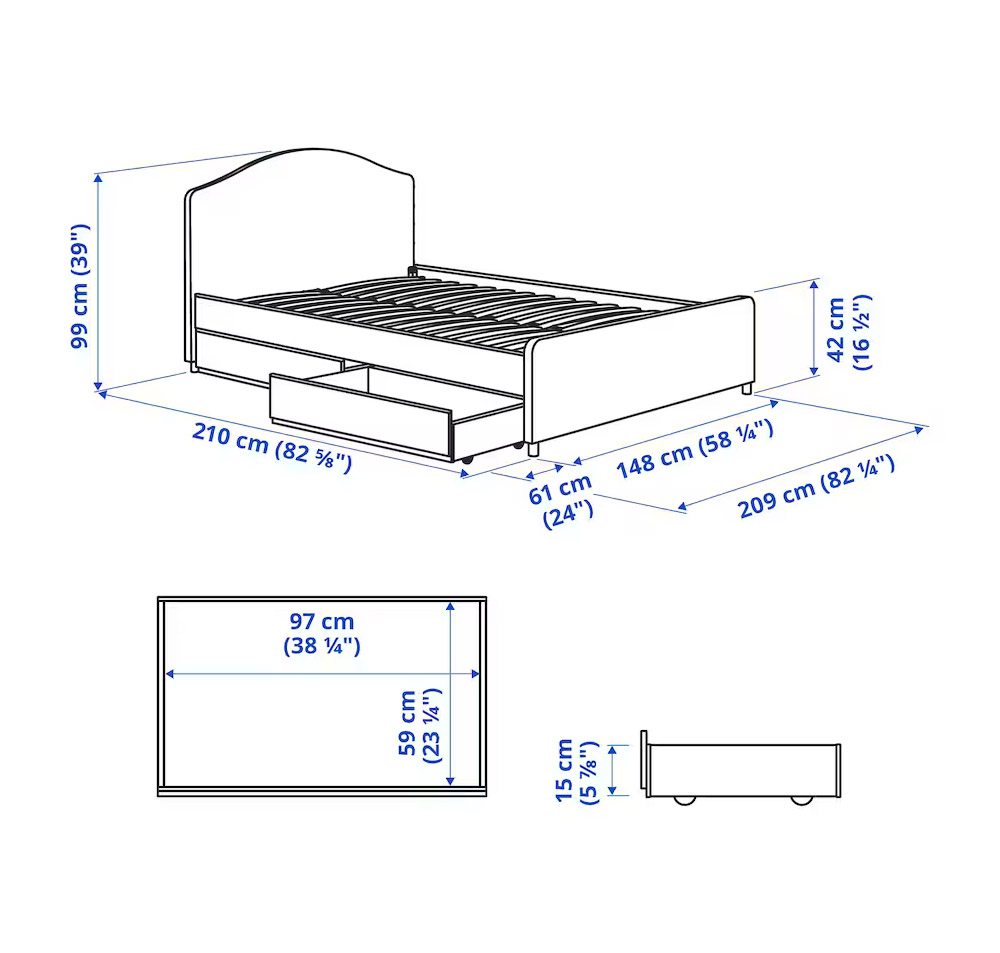 Кровать IKEA Hauga Lofallet beige 140x200 купить по низкой цене в ...