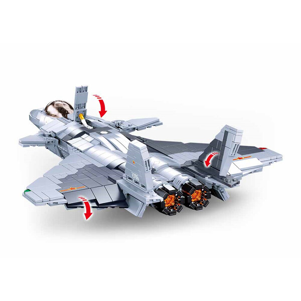 Sluban Model Bricks - J-20 Mighty Dragon Fighter - 926 Pezzi - M38-B0931 - Set Costruzioni Aereo