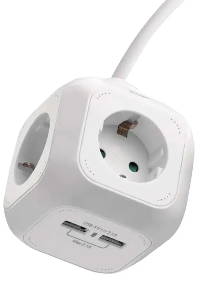 Prelungitor EMOS CUB 4 prize + 2 USB