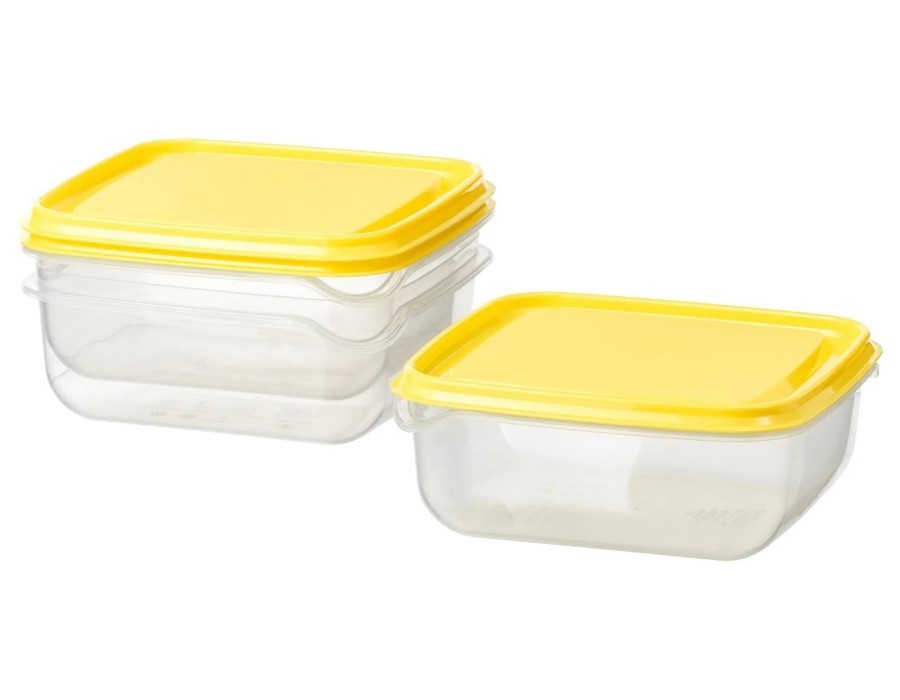 Set de recipiente alimentare IKEA Pruta 0.6 ml (Transparent/Yellow)