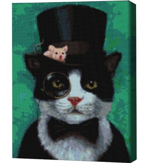 Pictura cu diamante BrushMe Pisicuț gentleman, Lucia Heffernan 40*50 сm (fără cutie)