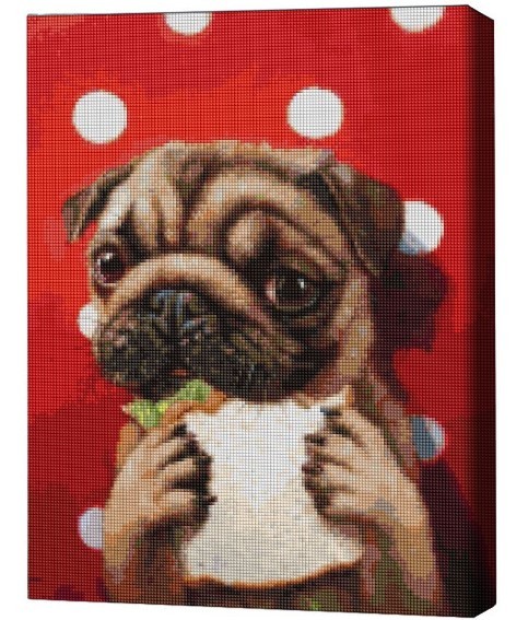 Pictura cu diamante BrushMe Cățeluș cu acadea, Lucia Heffernan 40*50 сm (fără cutie)