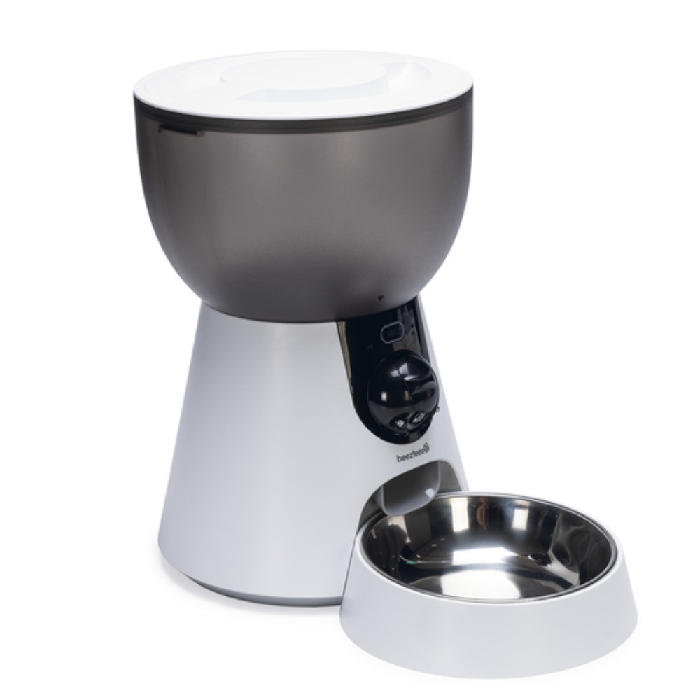 Dozator inteliligent de hrana Beeztees Smart Feeder Cam White 22x36x32 cm