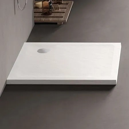 Cadita de dus New Trendy Mild Stone Rectangular White 90x90x4.5 B-0542