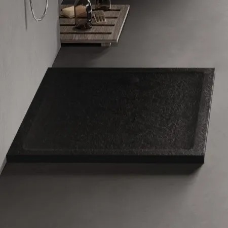 Cadita de dus New Trendy Mild Stone Rectangular Black 110x80x4.5mm B-0592