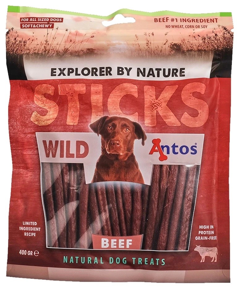 Snackuri pentru caini Antos Wild Sticks Beef 400g