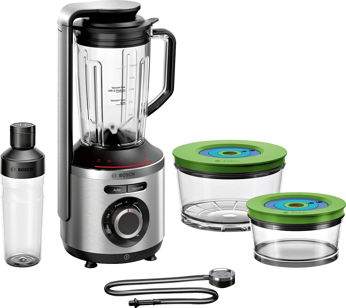 vacuum Bosch MMBV625M, 1000 W, 37000 rpm, Cana Tritan 1.5 L, cutit cu 6 lame, Silver